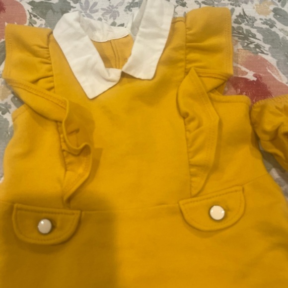 Janie Jack Collared Ruffle Ponte Dress Yellow 6-12 Mos - Picture 2 of 12